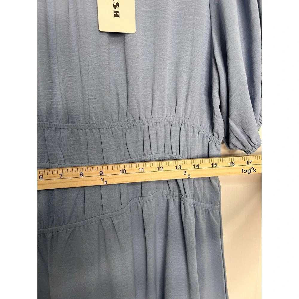 Ecowish Women's XL Blue Short Sleeve Crew Neck Midi Dress Summer Light Weight - Picture 5 of 7